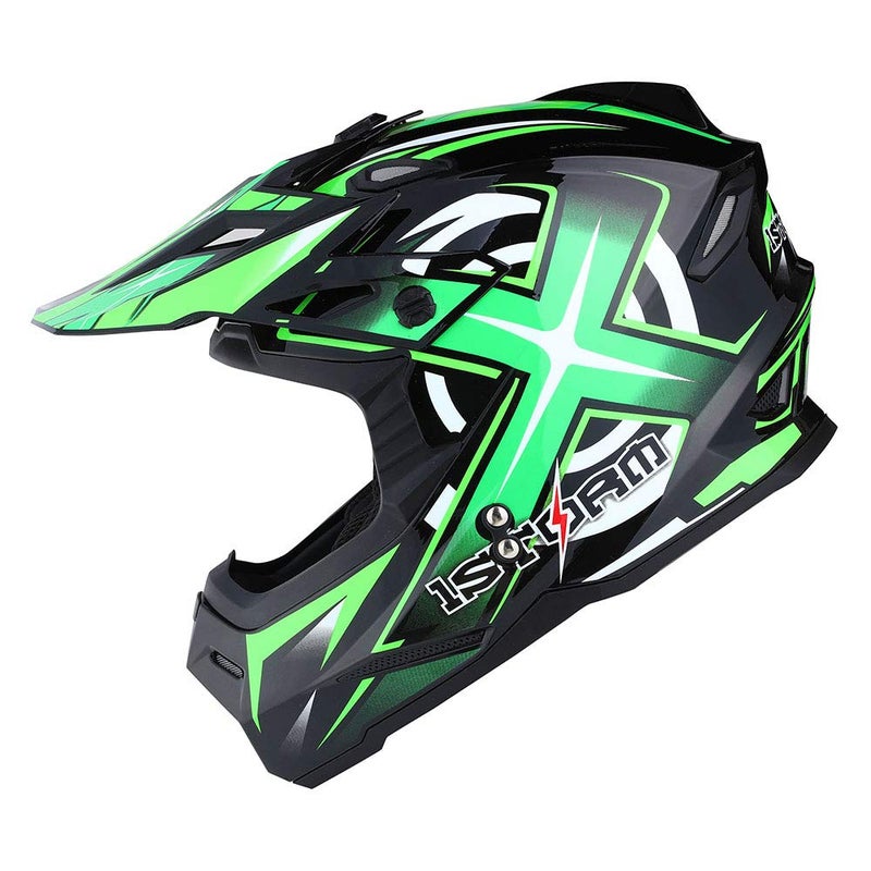 1Storm Adult Motocross Helmet BMX MX ATV Dirt Bike Four Wheeler Quad Motorcycle Full Face Helmet Racing Style: HF801 Sonic Green - Image 2
